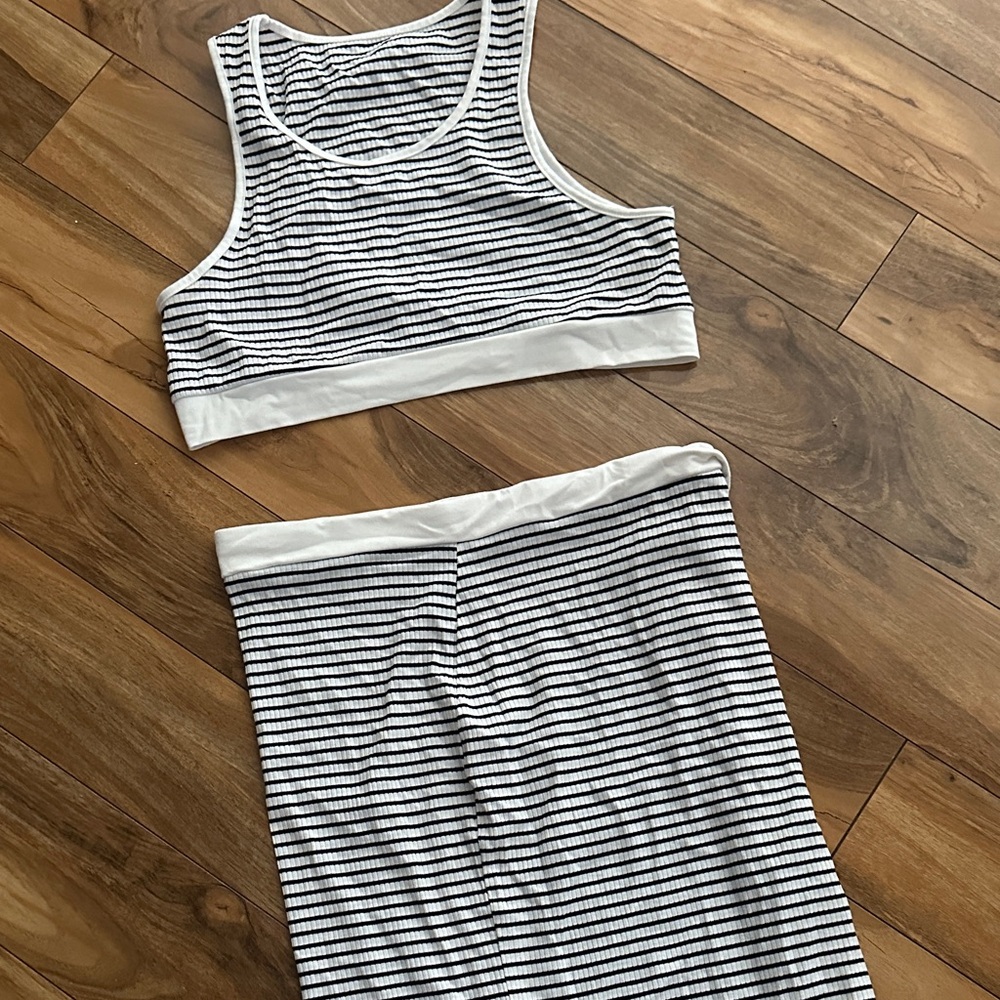 Maternity Striped Black and White Two-Piece Set